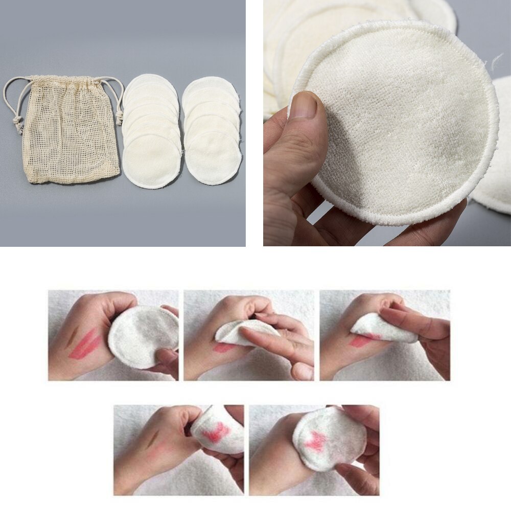 12 Pcs Reusable Cotton Bag & Makeup Remover Pads Make Up Facial Remover Bamboo Fiber Facial Skin Care Nursing Pads Skin Clea